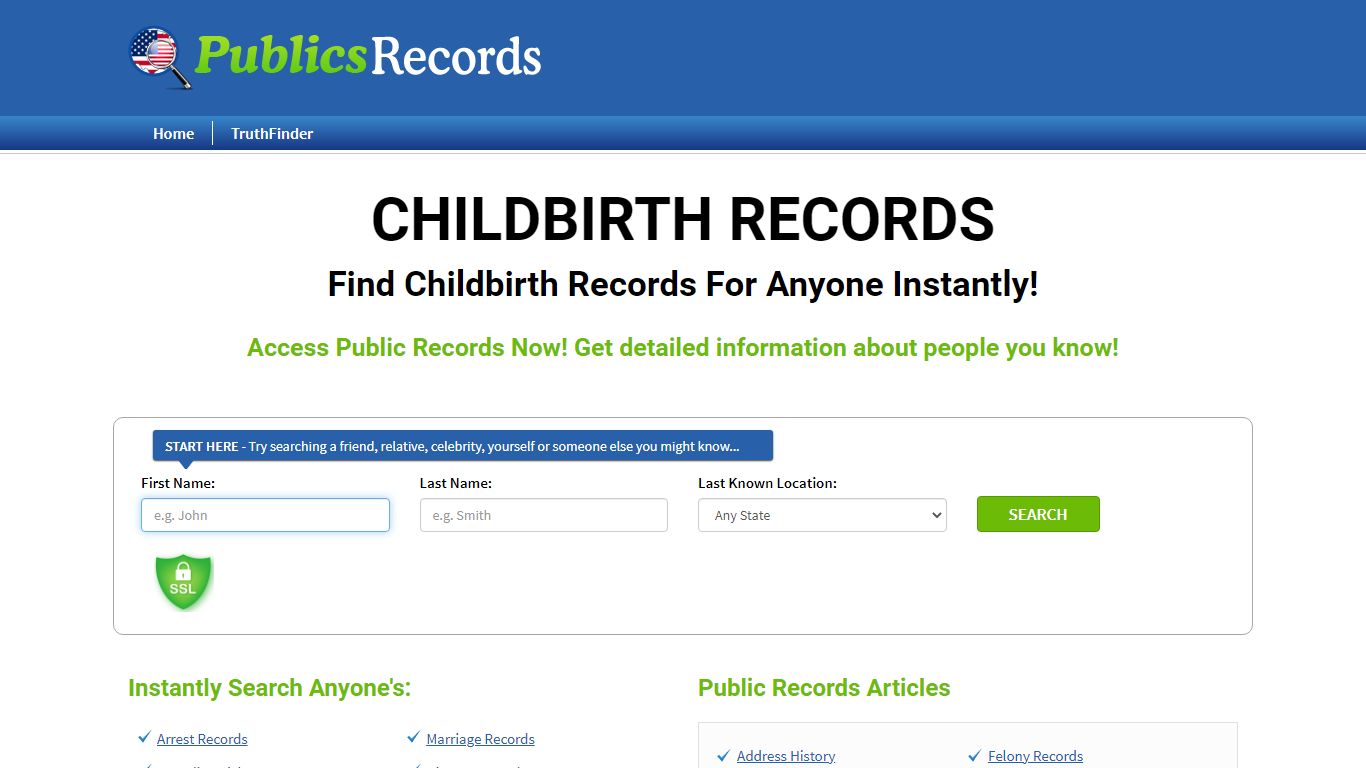 Find Childbirth Records For Anyone Instantly!